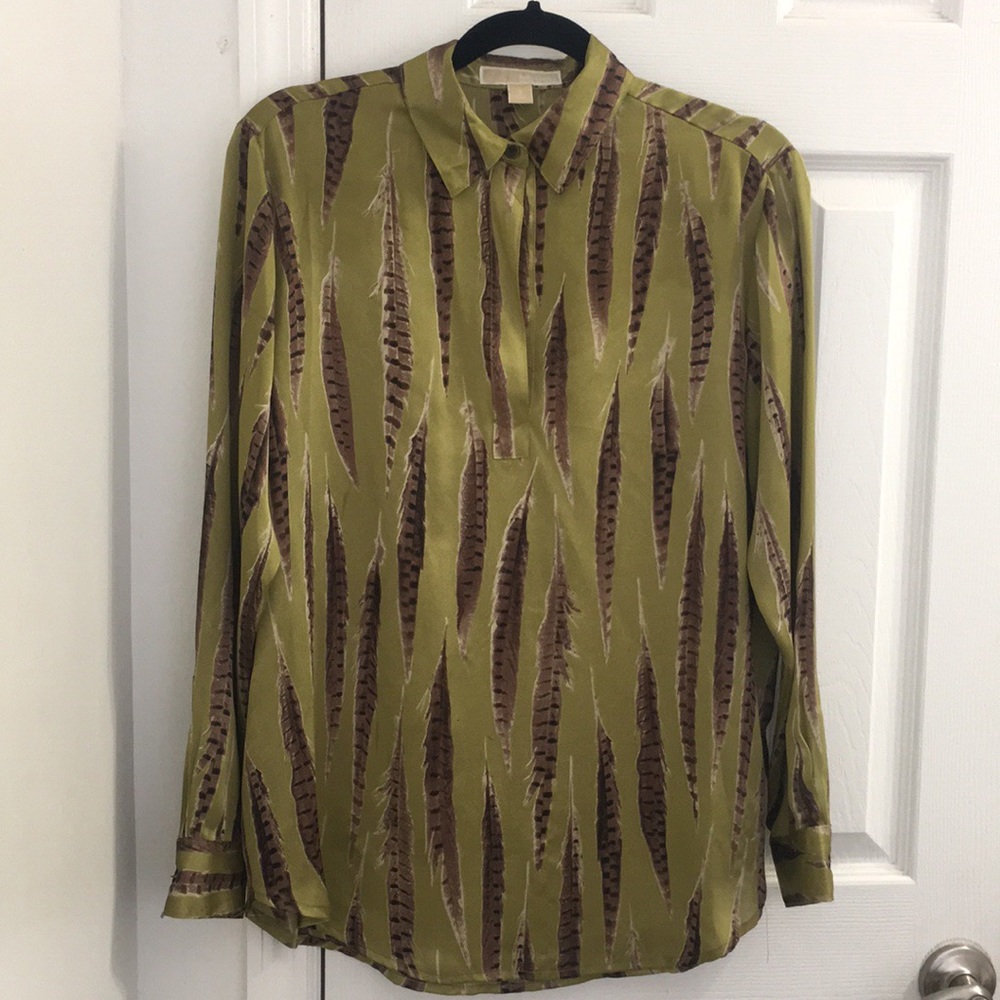 Michael Kors Long Sleeve Feather Blouse - Picture 2 of 2